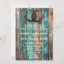 Convite Casamento Rustic Country Teal Barn Wood