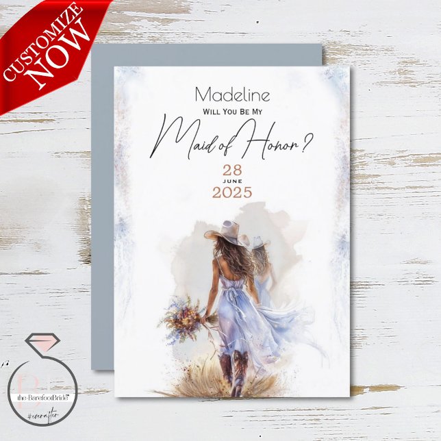 Convite Casamento Rustic Cowboy Watercolor (Criador carregado)