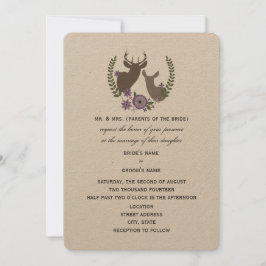 Convite Casamento Rustic Deer - Floral Roxo