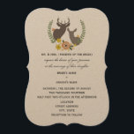 Convite Casamento Rustic Deer - Orange Floral<br><div class="desc">Um convite de casamento com uma ilustração de flores laranja e amarelas e verde arranjado em torno dos pincéis de um pinto e de um pinto. Personalize o texto com detalhes da sua ocasião. A redação é dos pais da noiva.</div>