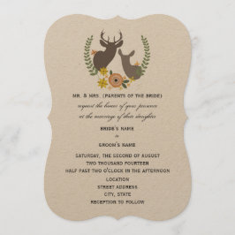 Convite Casamento Rustic Deer - Orange Floral