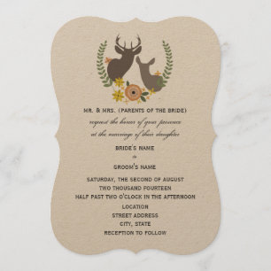 Convite Casamento Rustic Deer - Orange Floral