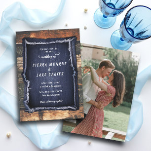 Convite Casamento Rustic Denim Manuscrito Country Cowboy