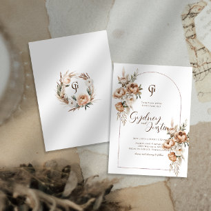 Convite Casamento Rustic Dread Floral Pampas
