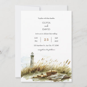 Convite Casamento Rustic Dune Picnic e Lighthouse Beach