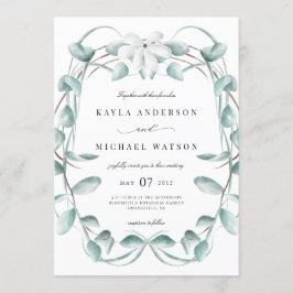 Convite Casamento Rustic Dusty Blue Eucalyptus Greenery