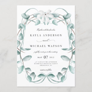 Convite Casamento Rustic Dusty Blue Eucalyptus Greenery