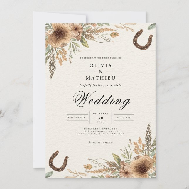 Convite Casamento Rustic Earth Bloom Arch (Frente)