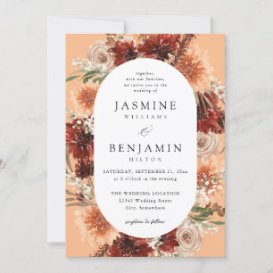 Convite Casamento Rustic Earth & Champagne Florals- Peach