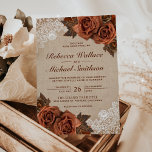Convite Casamento Rustic Earthy Burlap Dusty Terracotta Ro<br><div class="desc">Incêndio aos seus convidados com este elegante convite de casamento,  com belos rosas de laranja rústicos e rendas. Basta adicionar os detalhes do seu evento neste modelo fácil de usar para torná-lo um convite de tipo único.</div>