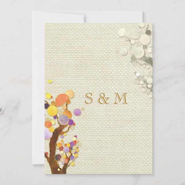 Convite Casamento Rustic Elegance Burlap Trees (Frente)