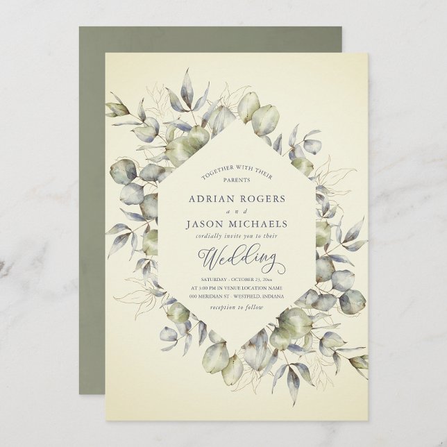 Convite Casamento Rustic Elegance Eucalyptus Greenery (Criador carregado)