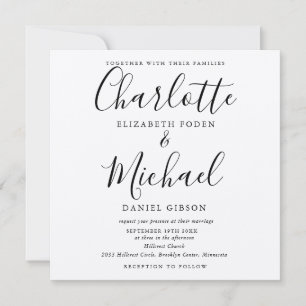 Convite Casamento Rustic Elegant Black Script Kraft