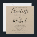 Convite Casamento Rustic Elegant Black Script Kraft<br><div class="desc">Apresentando nomes elegantes de estilo de assinatura juntamente com a sua foto escolhida,  este convite de casamento rústico minimalista na moda pode ser personalizado com os detalhes de seu casamento em letra chic preta. Projetado por Thisnotme©</div>