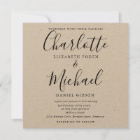 Casamento Rustic Elegant Black Script Kraft
