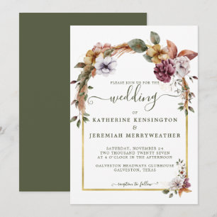 Convite Casamento Rustic Elegant Boho Floral
