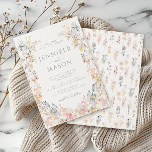 Convite Casamento Rustic Elegant Meadow Floral Wreath