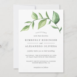 Convite Casamento Rustic Elegant Watercolor Greenery