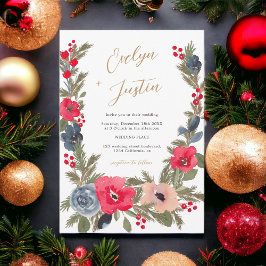 Convite Casamento Rustic Elegant Winter Floral Watercolor