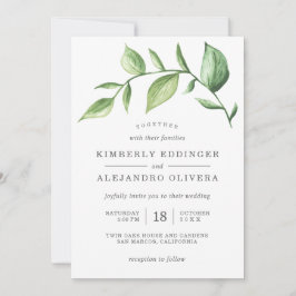 Convite Casamento Rustic Elegante Watercolor Greenery Spri