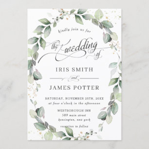Convite Casamento Rustic Eucalyptus Greenery Wreath Leafy