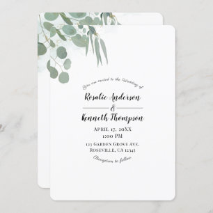 Convite Casamento Rustic Eucalyptus Minimal Greenery Chic
