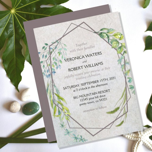 Convite Casamento Rustic Eucalyptus Watercolor Greenery (RUSTIC BLUE GREEN BOTANICAL GREENERY WEDDING INVITATION
)