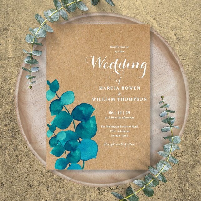 Convite Casamento Rustic Eucalyptus Woodland (Rustic Eucalyptus Woodland Wedding Invitation)