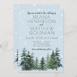 Convite Casamento Rustic Evergreen Winter Pine Trees