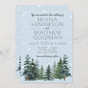 Convite Casamento Rustic Evergreen Winter Pine Trees