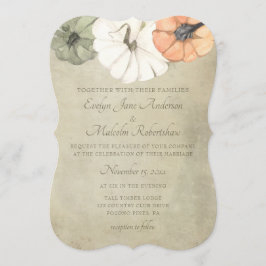 Convite Casamento Rustic Fall Autumn White, Orange Pumpkin