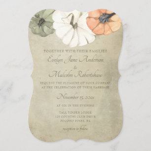Convite Casamento Rustic Fall Autumn White, Orange Pumpkin