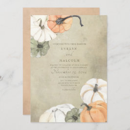 Convite Casamento Rustic Fall Autumn White, Orange Pumpkin