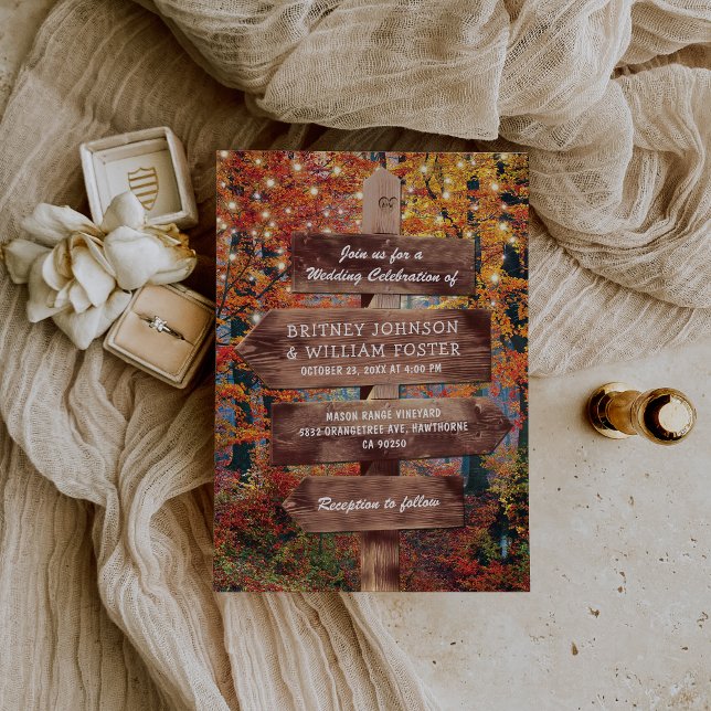 Convite Casamento Rustic Fall Autumn Woodland (Criador carregado)