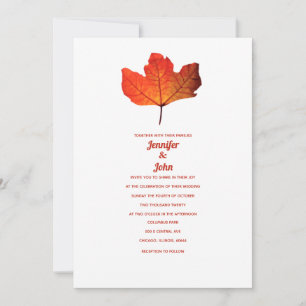 Convite Casamento Rustic Fall Leaf Burnt Orange Maple 2024