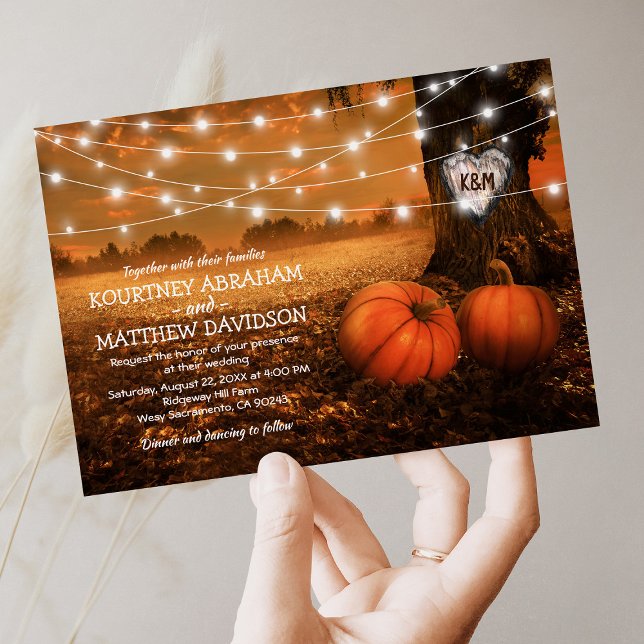 Convite Casamento Rustic Fall Pumpkin Woodland (Criador carregado)