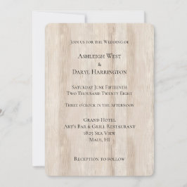 Convite Casamento Rustic Faux Cream White Wood