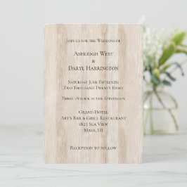 Convite Casamento Rustic Faux Cream White Wood