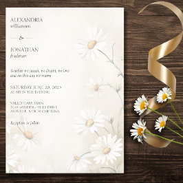 Convite Casamento Rustic Field of Daisies