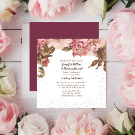 Convite Casamento Rustic Floral Burgundy