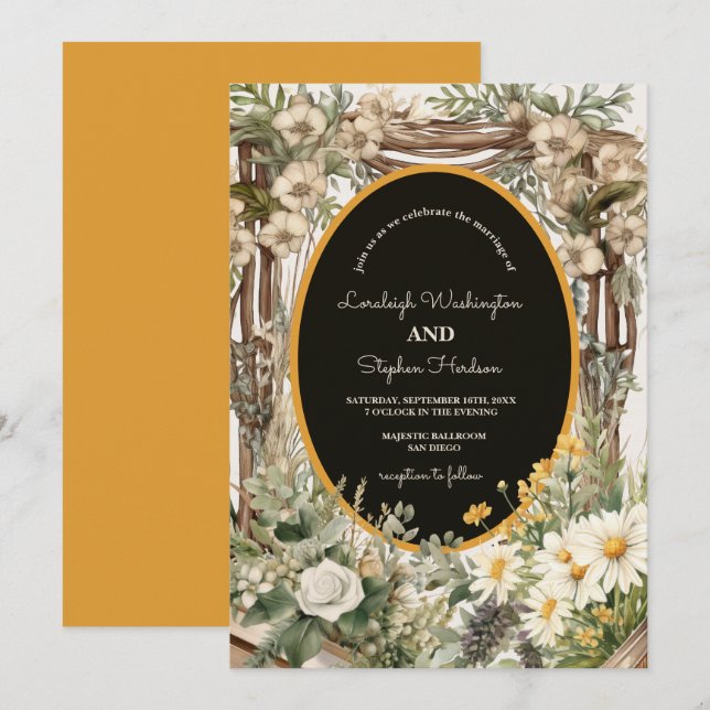 Convite Casamento Rustic Floral Canopy (Frente/Verso)