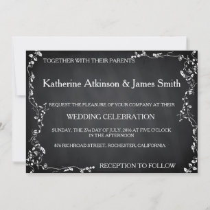 Convite Casamento Rustic Floral Chalkboard