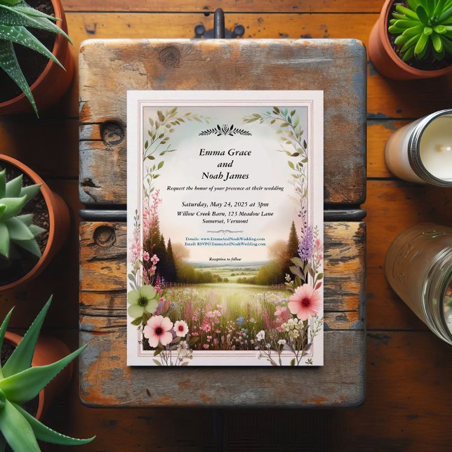 Convite Casamento Rustic Floral Countryside (Criador carregado)