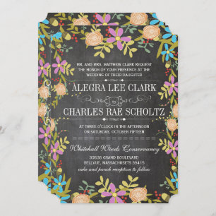 Convite Casamento Rustic Floral de Chalkboard