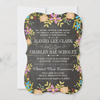 Convite Casamento Rustic Floral de Chalkboard