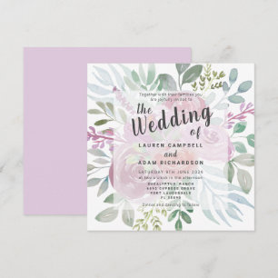 Convite Casamento Rustic Floral Dusty Pink Watercolor