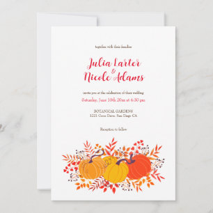 Convite Casamento Rustic Floral Fall Pumpkin Woodland