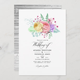 Convite Casamento Rustic Floral Spring