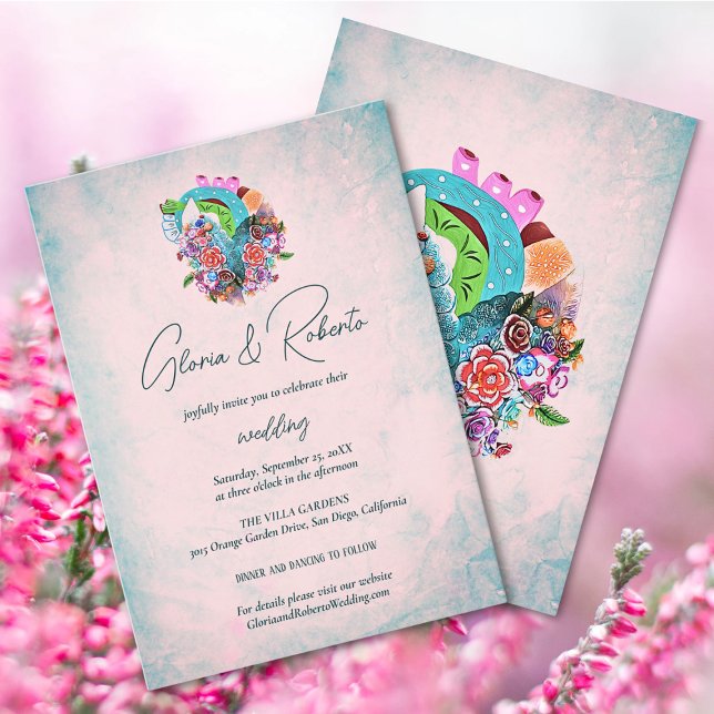Convite Casamento Rustic Flowers Heart Mexicano (Criador carregado)