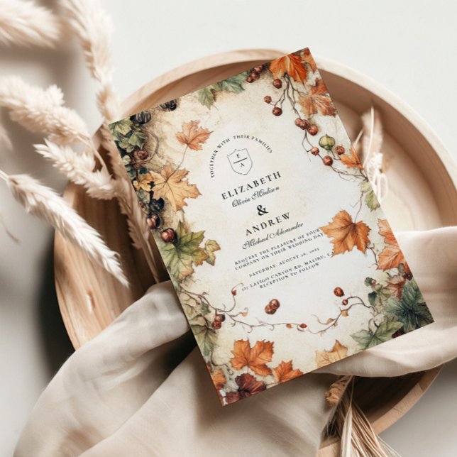 Convite Casamento Rustic Grapevine Autumn (Criador carregado)